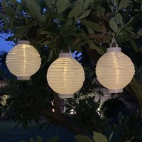 3 Stück Solar Lampions Weiß Garten Laterne zum Aufhängen LED Warmweiß Ø 20cm 3 Stück Solar Lampions Weiß Garten Laterne zum Aufhängen LED Warmweiß Ø 20cm