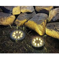 Gartentotalde 19% Rabatt auf 2 graue Solar Bodeneinbauleuchten mit Steinlook