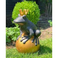 Gartenfigur Froschkönig Groß Stein-Figur Frosch Goldene Kugel Frostsicher 30cm Gartenfigur Froschkönig Groß Stein-Figur Frosch Goldene Kugel Frostsicher 30cm