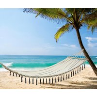 Hängematte Ibiza Fransen Stabhängematte Weiß-Schwarz Outdoor Camping 100x200cm Hängematte Ibiza Fransen Stabhängematte Weiß-Schwarz Outdoor Camping 100x200cm