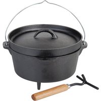Dutch Oven Gusseisen Topf Set m. Deckelheber Feuertopf Schmortopf für Lagerfeuer Dutch Oven Gusseisen Topf Set m. Deckelheber Feuertopf Schmortopf für Lagerfeuer