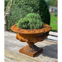 Französische Vase Gusseisen Groß Pflanztopf Schwer Edelrost Antik-Stil Französische Vase Gusseisen Groß Pflanztopf Schwer Edelrost Antik-Stil