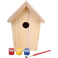 Vogelhaus zum Bemalen Nistkasten Holz mit Pinsel & Farbe 20cm Vogelhaus zum Bemalen Nistkasten Holz mit Pinsel & Farbe 20cm