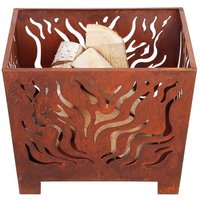 Feuerkorb FLAMES Feuerstelle Metall Rost-Optik 40x40cm Feuerkorb FLAMES Feuerstelle Metall Rost-Optik 40x40cm