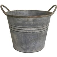 Zinkeimer Pflanztopf Zink Rund mit Griffen Vintage Landhausstil Grau 19 cm Zinkeimer Pflanztopf Zink Rund mit Griffen Vintage Landhausstil Grau 19 cm