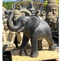 Figur Elefant Guss-Stein Wasserspeier 100cm Groß Teichfigur Frostsicher Garten Figur Elefant Guss-Stein Wasserspeier 100cm Groß Teichfigur Frostsicher Garten