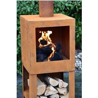 Terrassenofen mit Holzlager Rost Gartenofen Terrassenofen 137cm Terrassenofen mit Holzlager Rost Gartenofen Terrassenofen 137cm