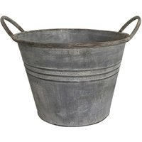 Zinkeimer Pflanztopf Zink Rund mit Griffen Vintage Landhausstil Grau 23 cm Zinkeimer Pflanztopf Zink Rund mit Griffen Vintage Landhausstil Grau 23 cm