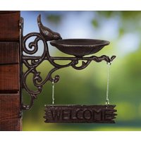 Vogeltränke Welcome-Schild Wandvogeltränke Futterschale Vogelbad Gusseisen Braun Vogeltränke Welcome-Schild Wandvogeltränke Futterschale Vogelbad Gusseisen Braun
