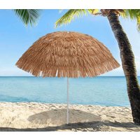 Sonnenschirm Strand Hawaii Fransen Erdspieß Knickbar Tragetasche Braun-Beige Sonnenschirm Strand Hawaii Fransen Erdspieß Knickbar Tragetasche Braun-Beige