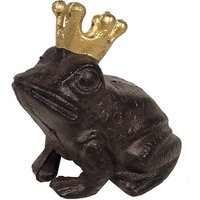 Froschkönig Figur Frosch mit goldener Krone Rustikal Gusseisen Antik-Braun Froschkönig Figur Frosch mit goldener Krone Rustikal Gusseisen Antik-Braun