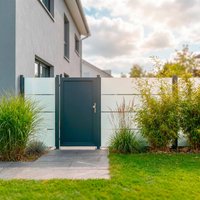 SYSTEM BOARD Tor-Set in Schiefer Breite 1250mm Höhe 1800mm DIN links Klinke Klemmprofil zum Aufdübeln Anthrazit SYSTEM BOARD Tor-Set in Schiefer Breite 1250mm Höhe 1800mm DIN links Klinke Klemmprofil zum Aufdübeln Anthrazit