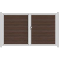 SYSTEM WPC PLATINUM XL Doppeltor-Set in Braun Breite 3000mm Höhe 1800mm Links Klinke ohne zum Einbetonieren Manuell betrieben Silber SYSTEM WPC PLATINUM XL Doppeltor-Set in Braun Breite 3000mm Höhe 1800mm Links Klinke ohne zum Einbetonieren Manuell betrieben Silber