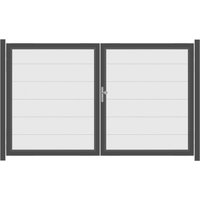 SYSTEM ALU XL Doppeltor-Set in Weiß Breite 3000mm Höhe 1800mm Links Klinke ohne zum Einbetonieren Manuell betrieben Silber SYSTEM ALU XL Doppeltor-Set in Weiß Breite 3000mm Höhe 1800mm Links Klinke ohne zum Einbetonieren Manuell betrieben Silber