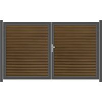 SYSTEM NEO PLATINUM Doppeltor-Set in Teak Braun Breite 3600mm Höhe 1800mm Links Klinke Montageprofil zum Einbetonieren Manuell betrieben Weiß SYSTEM NEO PLATINUM Doppeltor-Set in Teak Braun Breite 3600mm Höhe 1800mm Links Klinke Montageprofil zum Einbetonieren Manuell betrieben Weiß