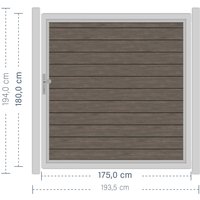 SYSTEM ALU PLUS Tor-Set in Vintage Oak Breite 1750mm Höhe 1800mm DIN links Klinke ohne zum Einbetonieren Silber SYSTEM ALU PLUS Tor-Set in Vintage Oak Breite 1750mm Höhe 1800mm DIN links Klinke ohne zum Einbetonieren Silber