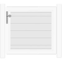 SYSTEM ALU PLUS Vorgartentor-Set in Weiß Höhe 900mm Klinke DIN links ohne zum Einbetonieren Silber SYSTEM ALU PLUS Vorgartentor-Set in Weiß Höhe 900mm Klinke DIN links ohne zum Einbetonieren Silber