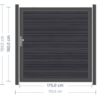 SYSTEM WPC PLATINUM XL Tor-Set in Anthrazit Breite 1750mm Höhe 1800mm DIN links Klinke Montageprofil zum Einbetonieren Anthrazit SYSTEM WPC PLATINUM XL Tor-Set in Anthrazit Breite 1750mm Höhe 1800mm DIN links Klinke Montageprofil zum Einbetonieren Anthrazit