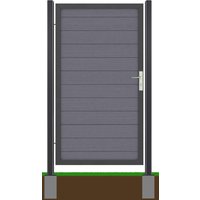 SYSTEM WPC Classic Tor-Set individuelle Breite Anthrazit Sonderbreite Klinke DIN links ohne zum Einbetonieren Silber SYSTEM WPC Classic Tor-Set individuelle Breite Anthrazit Sonderbreite Klinke DIN links ohne zum Einbetonieren Silber