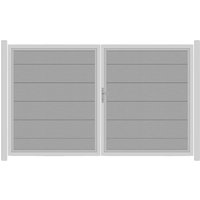 SYSTEM WPC XL Doppeltor-Set in Grau Breite 3000mm Höhe 1800mm Links Klinke ohne zum Einbetonieren Manuell betrieben Silber SYSTEM WPC XL Doppeltor-Set in Grau Breite 3000mm Höhe 1800mm Links Klinke ohne zum Einbetonieren Manuell betrieben Silber