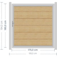 SYSTEM ALU XL Tor-Set in Lärche Breite 1750mm Höhe 1800mm DIN links Klinke ohne zum Einbetonieren Silber SYSTEM ALU XL Tor-Set in Lärche Breite 1750mm Höhe 1800mm DIN links Klinke ohne zum Einbetonieren Silber