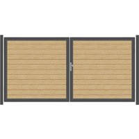 SYSTEM ALU PLUS Doppeltor-Set in Lärche Breite 3600mm Höhe 1800mm Links Klinke ohne zum Einbetonieren Manuell betrieben Silber SYSTEM ALU PLUS Doppeltor-Set in Lärche Breite 3600mm Höhe 1800mm Links Klinke ohne zum Einbetonieren Manuell betrieben Silber