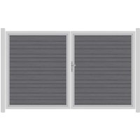 SYSTEM WPC PLATINUM XL Doppeltor-Set in Grau Breite 3000mm Höhe 1800mm Links Klinke ohne zum Einbetonieren Manuell betrieben Silber SYSTEM WPC PLATINUM XL Doppeltor-Set in Grau Breite 3000mm Höhe 1800mm Links Klinke ohne zum Einbetonieren Manuell betrieben Silber