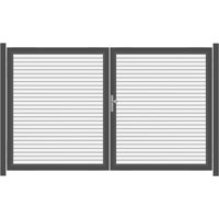 SYSTEM RHOMBUS Doppeltor-Set in Weiß Breite 3000mm Höhe 1800mm Links Klinke ohne zum Einbetonieren Manuell betrieben Silber SYSTEM RHOMBUS Doppeltor-Set in Weiß Breite 3000mm Höhe 1800mm Links Klinke ohne zum Einbetonieren Manuell betrieben Silber