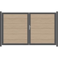 SYSTEM WPC XL Doppeltor-Set in Sand Breite 3000mm Höhe 1800mm Links Klinke Montageprofil zum Einbetonieren Elektrisch betrieben Anthrazit SYSTEM WPC XL Doppeltor-Set in Sand Breite 3000mm Höhe 1800mm Links Klinke Montageprofil zum Einbetonieren Elektrisch betrieben Anthrazit