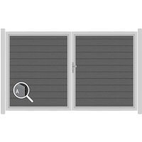 SYSTEM WPC Doppeltor-Set in Anthrazit Breite 3000mm Höhe 1800mm Links Klinke ohne zum Einbetonieren Manuell betrieben Silber SYSTEM WPC Doppeltor-Set in Anthrazit Breite 3000mm Höhe 1800mm Links Klinke ohne zum Einbetonieren Manuell betrieben Silber