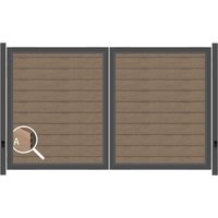 SYSTEM WPC Doppeltor-Set in Mandel Breite 3000mm Höhe 1800mm Links Klinke ohne zum Einbetonieren Manuell betrieben Silber SYSTEM WPC Doppeltor-Set in Mandel Breite 3000mm Höhe 1800mm Links Klinke ohne zum Einbetonieren Manuell betrieben Silber