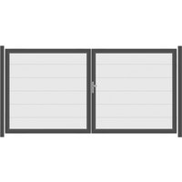 SYSTEM ALU XL Doppeltor-Set in Weiß Breite 3600mm Höhe 1800mm Links Klinke ohne zum Einbetonieren Manuell betrieben Silber SYSTEM ALU XL Doppeltor-Set in Weiß Breite 3600mm Höhe 1800mm Links Klinke ohne zum Einbetonieren Manuell betrieben Silber