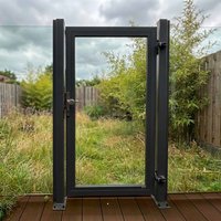 SYSTEM GLAS Tor-Set in Ausführung Klar Höhe 1800mm DIN links Klinke Montageprofil zum Aufdübeln Anthrazit SYSTEM GLAS Tor-Set in Ausführung Klar Höhe 1800mm DIN links Klinke Montageprofil zum Aufdübeln Anthrazit