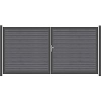 SYSTEM WPC PLATINUM Doppeltor-Set in Grau Breite 3600mm Höhe 1800mm Manuell betrieben Klinke Links ohne zum Einbetonieren Silber SYSTEM WPC PLATINUM Doppeltor-Set in Grau Breite 3600mm Höhe 1800mm Manuell betrieben Klinke Links ohne zum Einbetonieren Silber