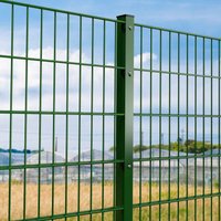 Doppelstabmattenzaun Komplettset 8/6/8 2m Matte in RAL 6005 mit Abdeckleiste 10 m Aufdübeln 3 Eckpfosten 1,0 m Doppelstabmattenzaun Komplettset 8/6/8 2m Matte in RAL 6005 mit Abdeckleiste 10 m Aufdübeln 3 Eckpfosten 1,0 m