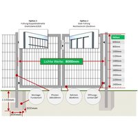 Gartentor „Universal“ 2-flg., Breite 8000 mm 800mm RAL 7016 Anthrazitgrau Tor öffnet nach innen – DIN links Doppelstabmatte zum Einbetonieren Gartentor „Universal“ 2-flg., Breite 8000 mm 800mm RAL 7016 Anthrazitgrau Tor öffnet nach innen – DIN links Doppelstabmatte zum Einbetonieren