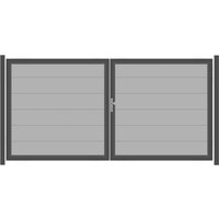 SYSTEM ALU XL Doppeltor-Set in Silber Breite 3600mm Höhe 1800mm Links Klinke ohne zum Einbetonieren Manuell betrieben Silber SYSTEM ALU XL Doppeltor-Set in Silber Breite 3600mm Höhe 1800mm Links Klinke ohne zum Einbetonieren Manuell betrieben Silber