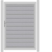 SYSTEM WPC CLASSIC Tor-Set in Grau Breite 1250mm Höhe 1800mm Klinke DIN links ohne zum Einbetonieren Silber SYSTEM WPC CLASSIC Tor-Set in Grau Breite 1250mm Höhe 1800mm Klinke DIN links ohne zum Einbetonieren Silber