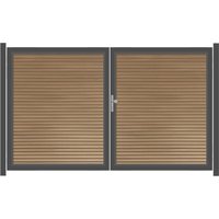 SYSTEM NEO PLATINUM Doppeltor-Set in Lärche Breite 3600mm Höhe 1800mm Links Klinke Montageprofil zum Einbetonieren Manuell betrieben Anthrazit SYSTEM NEO PLATINUM Doppeltor-Set in Lärche Breite 3600mm Höhe 1800mm Links Klinke Montageprofil zum Einbetonieren Manuell betrieben Anthrazit