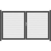 SYSTEM ALU PLUS Doppeltor-Set in Weiß Breite 3000mm Höhe 1800mm Links Klinke ohne zum Einbetonieren Manuell betrieben Silber SYSTEM ALU PLUS Doppeltor-Set in Weiß Breite 3000mm Höhe 1800mm Links Klinke ohne zum Einbetonieren Manuell betrieben Silber