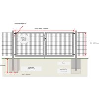 Gartentor Flex 8, 2-flg., Breite 2500 mm 1000 mm RAL 7016 Anthrazitgrau zum Einbetonieren Gartentor Flex 8, 2-flg., Breite 2500 mm 1000 mm RAL 7016 Anthrazitgrau zum Einbetonieren