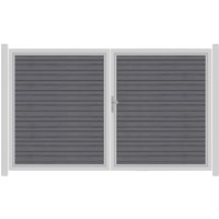 SYSTEM WPC PLATINUM Doppeltor-Set in Grau Breite 3000mm Höhe 1800mm Links Klinke ohne zum Einbetonieren Manuell betrieben Silber SYSTEM WPC PLATINUM Doppeltor-Set in Grau Breite 3000mm Höhe 1800mm Links Klinke ohne zum Einbetonieren Manuell betrieben Silber