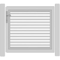 SYSTEM RHOMBUS Vorgartentor-Set in Weiß Höhe 900mm Klinke DIN links ohne zum Einbetonieren Silber SYSTEM RHOMBUS Vorgartentor-Set in Weiß Höhe 900mm Klinke DIN links ohne zum Einbetonieren Silber
