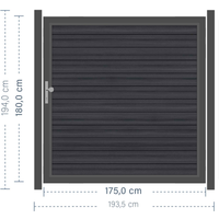 SYSTEM WPC PLATINUM Tor-Set in Anthrazit Breite 1750mm Höhe 1800mm DIN links Klinke Montageprofil zum Einbetonieren Anthrazit SYSTEM WPC PLATINUM Tor-Set in Anthrazit Breite 1750mm Höhe 1800mm DIN links Klinke Montageprofil zum Einbetonieren Anthrazit
