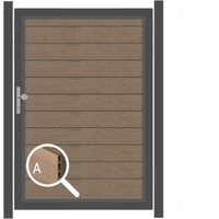 SYSTEM WPC CLASSIC Tor-Set in Mandel Breite 1250mm Höhe 1800mm Klinke DIN links ohne zum Einbetonieren Silber SYSTEM WPC CLASSIC Tor-Set in Mandel Breite 1250mm Höhe 1800mm Klinke DIN links ohne zum Einbetonieren Silber