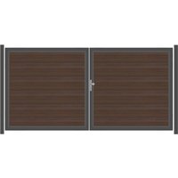 SYSTEM WPC PLATINUM XL Doppeltor-Set in Braun Breite 3600mm Höhe 1800mm Manuell betrieben Klinke Links ohne zum Einbetonieren Silber SYSTEM WPC PLATINUM XL Doppeltor-Set in Braun Breite 3600mm Höhe 1800mm Manuell betrieben Klinke Links ohne zum Einbetonieren Silber