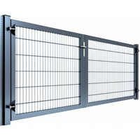 Gartentor „Universal“ Breite 3500 mm Füllung 868 800 mm RAL 7016 Anthrazitgrau 1450/2000 mm zum Einbetonieren Gartentor „Universal“ Breite 3500 mm Füllung 868 800 mm RAL 7016 Anthrazitgrau 1450/2000 mm zum Einbetonieren