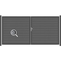 SYSTEM WPC Doppeltor-Set in Anthrazit Breite 3600mm Höhe 1800mm Manuell betrieben Klinke Links ohne zum Einbetonieren Silber SYSTEM WPC Doppeltor-Set in Anthrazit Breite 3600mm Höhe 1800mm Manuell betrieben Klinke Links ohne zum Einbetonieren Silber