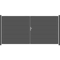 SYSTEM ALU XL Doppeltor-Set in Anthrazit Breite 3600mm Höhe 1800mm Links Klinke ohne zum Einbetonieren Manuell betrieben Silber SYSTEM ALU XL Doppeltor-Set in Anthrazit Breite 3600mm Höhe 1800mm Links Klinke ohne zum Einbetonieren Manuell betrieben Silber