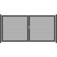 SYSTEM ALU PLUS Doppeltor-Set in Silber Breite 3600mm Höhe 1800mm Links Klinke ohne zum Einbetonieren Manuell betrieben Silber SYSTEM ALU PLUS Doppeltor-Set in Silber Breite 3600mm Höhe 1800mm Links Klinke ohne zum Einbetonieren Manuell betrieben Silber